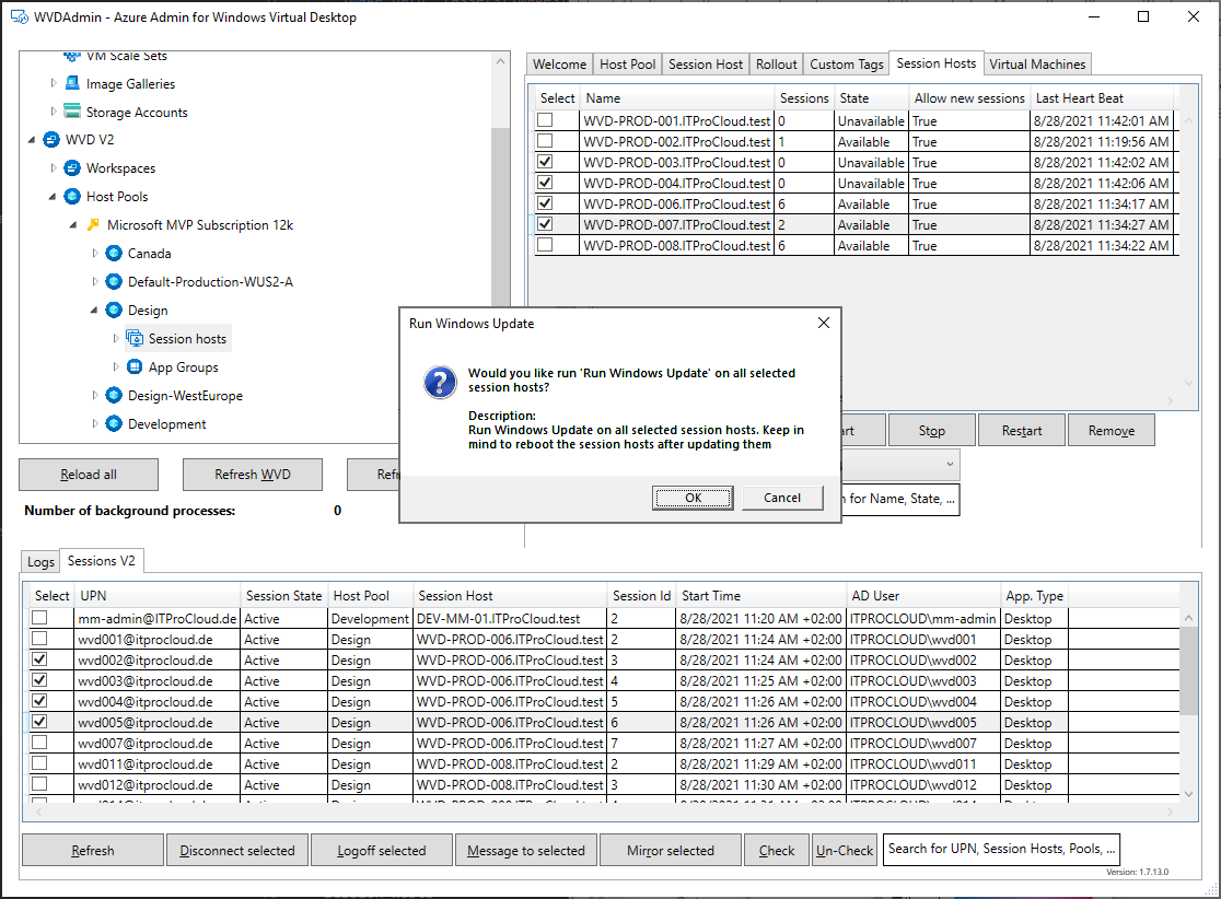 Screenshot of WVDAdmin