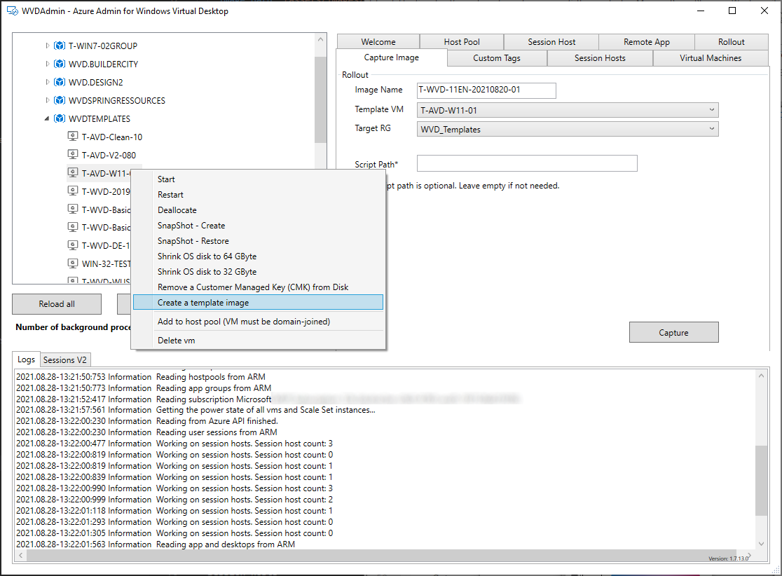 Screenshot of WVDAdmin