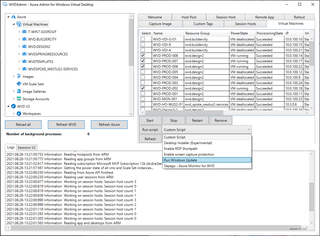Screenshot of WVDAdmin
