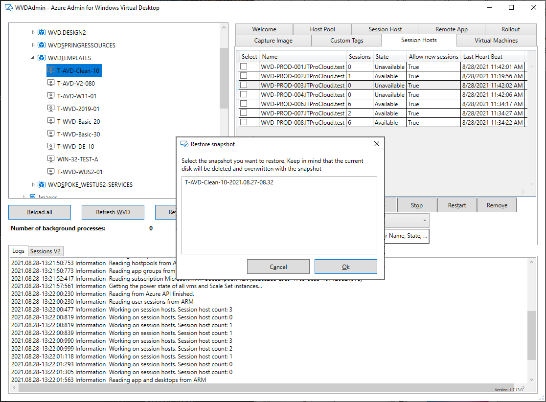 Screenshot of WVDAdmin